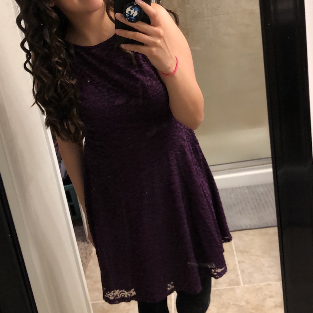 Lace lined flare mini dress